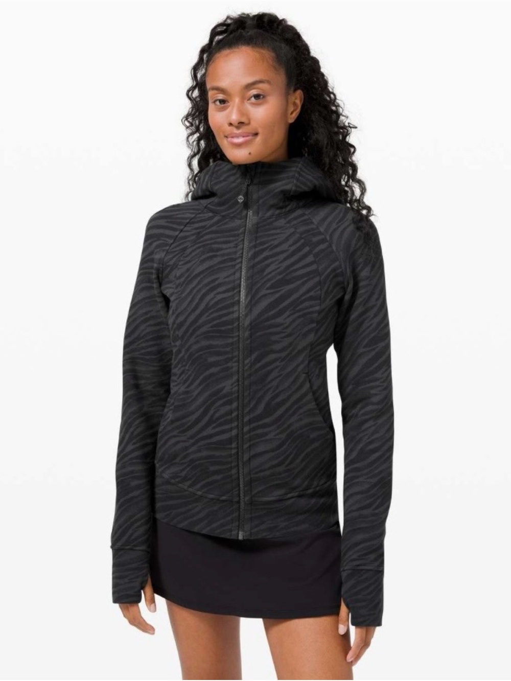 Lululemon Scuba Hoodie Light Cotton Fleece in Le Tigre Camo Deep Coal Sz 10